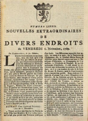 Nouvelles extraordinaires de divers endroits Freitag 6. November 1789