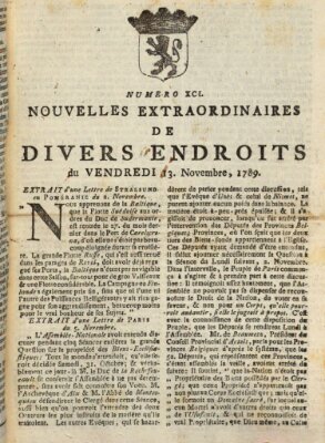 Nouvelles extraordinaires de divers endroits Freitag 13. November 1789