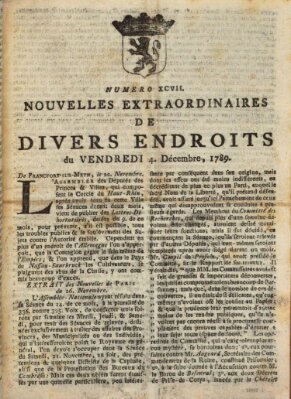 Nouvelles extraordinaires de divers endroits Freitag 4. Dezember 1789