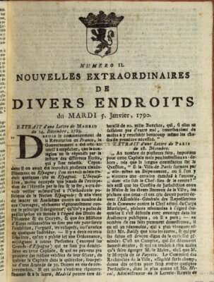 Nouvelles extraordinaires de divers endroits Dienstag 5. Januar 1790