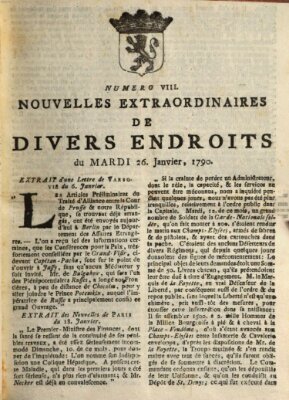 Nouvelles extraordinaires de divers endroits Dienstag 26. Januar 1790