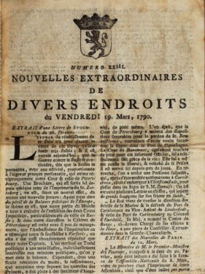 Nouvelles extraordinaires de divers endroits Freitag 19. März 1790