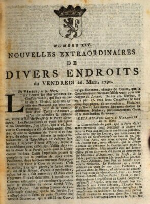 Nouvelles extraordinaires de divers endroits Freitag 26. März 1790