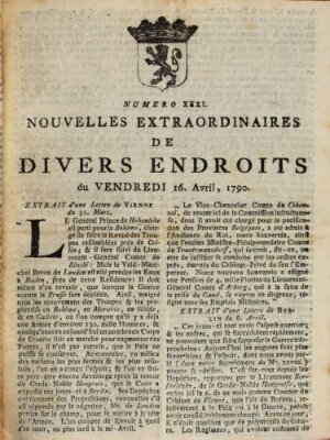 Nouvelles extraordinaires de divers endroits Freitag 16. April 1790