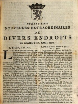 Nouvelles extraordinaires de divers endroits Dienstag 27. April 1790