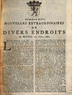 Nouvelles extraordinaires de divers endroits Dienstag 15. Juni 1790