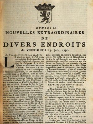 Nouvelles extraordinaires de divers endroits Freitag 25. Juni 1790