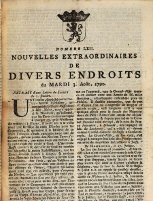 Nouvelles extraordinaires de divers endroits Dienstag 3. August 1790