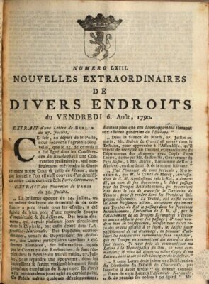 Nouvelles extraordinaires de divers endroits Freitag 6. August 1790