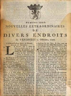 Nouvelles extraordinaires de divers endroits Freitag 1. Oktober 1790