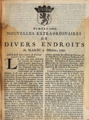 Nouvelles extraordinaires de divers endroits Dienstag 5. Oktober 1790