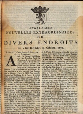 Nouvelles extraordinaires de divers endroits Freitag 8. Oktober 1790