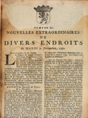 Nouvelles extraordinaires de divers endroits Dienstag 9. November 1790