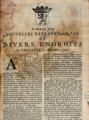 Nouvelles extraordinaires de divers endroits Freitag 10. Dezember 1790