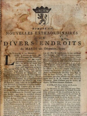 Nouvelles extraordinaires de divers endroits Dienstag 28. Dezember 1790