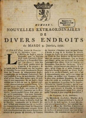 Nouvelles extraordinaires de divers endroits Dienstag 4. Januar 1791