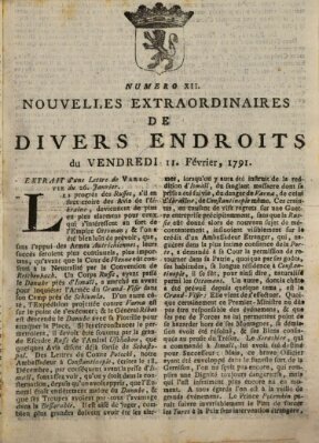 Nouvelles extraordinaires de divers endroits Freitag 11. Februar 1791