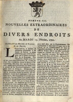 Nouvelles extraordinaires de divers endroits Dienstag 15. Februar 1791