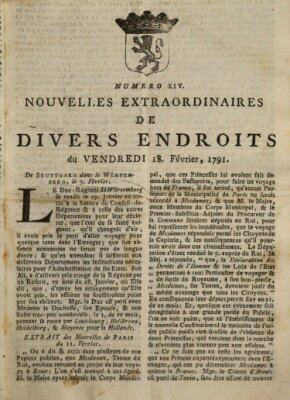 Nouvelles extraordinaires de divers endroits Freitag 18. Februar 1791