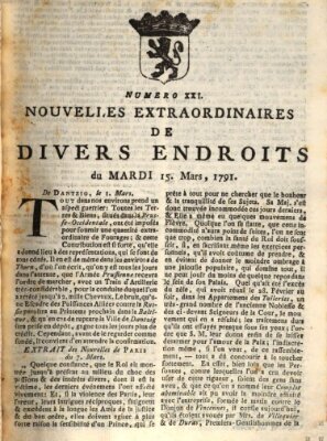 Nouvelles extraordinaires de divers endroits Dienstag 15. März 1791