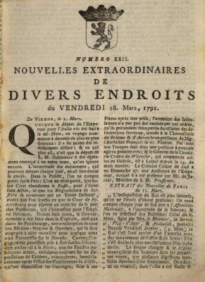 Nouvelles extraordinaires de divers endroits Freitag 18. März 1791