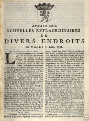 Nouvelles extraordinaires de divers endroits Dienstag 3. Mai 1791