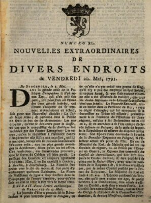 Nouvelles extraordinaires de divers endroits Freitag 20. Mai 1791