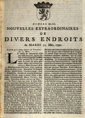 Nouvelles extraordinaires de divers endroits Dienstag 31. Mai 1791