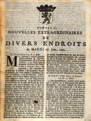 Nouvelles extraordinaires de divers endroits Tuesday 28. June 1791