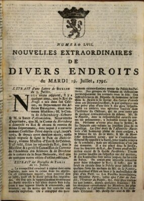 Nouvelles extraordinaires de divers endroits Dienstag 19. Juli 1791