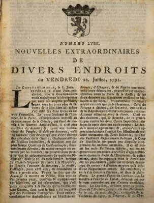 Nouvelles extraordinaires de divers endroits Freitag 22. Juli 1791