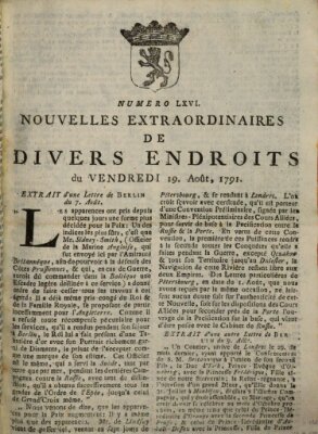 Nouvelles extraordinaires de divers endroits Freitag 19. August 1791