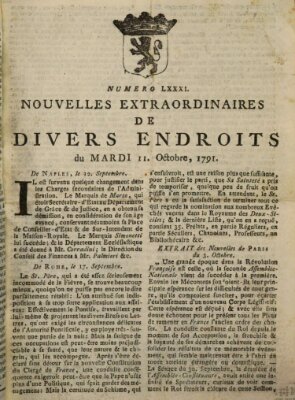 Nouvelles extraordinaires de divers endroits Dienstag 11. Oktober 1791