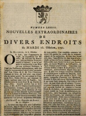 Nouvelles extraordinaires de divers endroits Dienstag 18. Oktober 1791