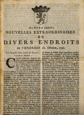 Nouvelles extraordinaires de divers endroits Freitag 28. Oktober 1791