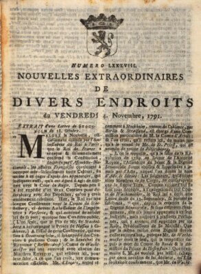 Nouvelles extraordinaires de divers endroits Freitag 4. November 1791