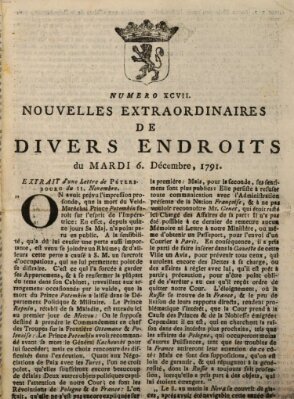 Nouvelles extraordinaires de divers endroits Dienstag 6. Dezember 1791