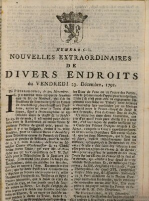 Nouvelles extraordinaires de divers endroits Freitag 23. Dezember 1791