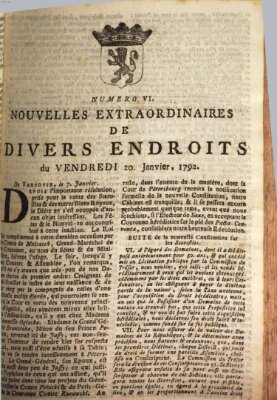 Nouvelles extraordinaires de divers endroits Freitag 20. Januar 1792