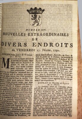 Nouvelles extraordinaires de divers endroits Freitag 17. Februar 1792