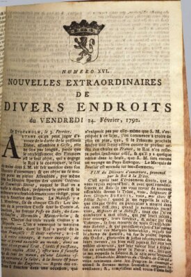 Nouvelles extraordinaires de divers endroits Freitag 24. Februar 1792