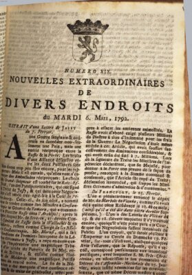 Nouvelles extraordinaires de divers endroits Dienstag 6. März 1792