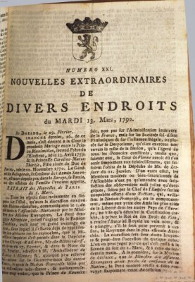 Nouvelles extraordinaires de divers endroits Dienstag 13. März 1792