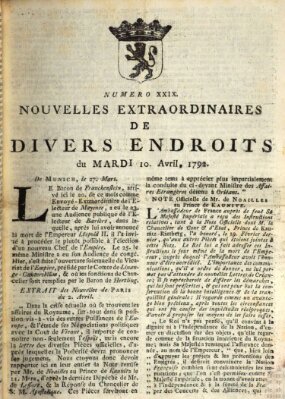 Nouvelles extraordinaires de divers endroits Dienstag 10. April 1792