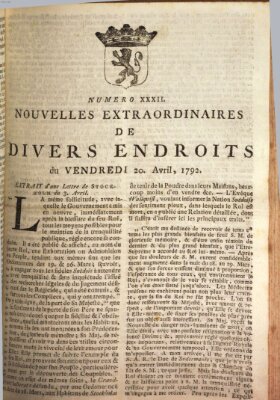 Nouvelles extraordinaires de divers endroits Freitag 20. April 1792