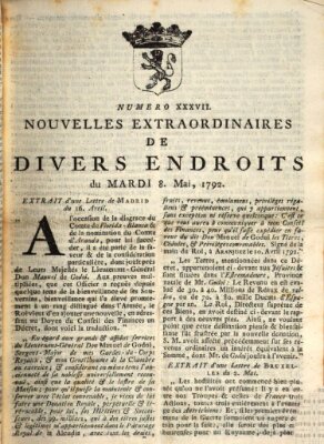 Nouvelles extraordinaires de divers endroits Dienstag 8. Mai 1792