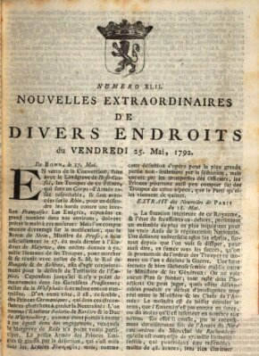 Nouvelles extraordinaires de divers endroits Freitag 25. Mai 1792