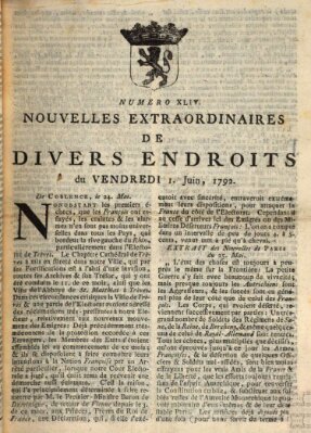 Nouvelles extraordinaires de divers endroits Freitag 1. Juni 1792