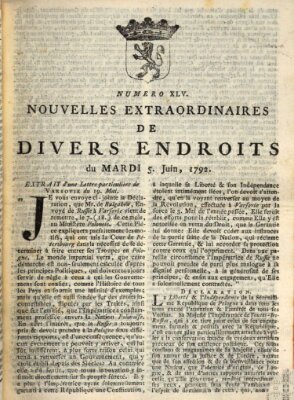 Nouvelles extraordinaires de divers endroits Dienstag 5. Juni 1792