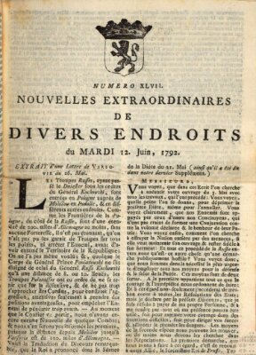 Nouvelles extraordinaires de divers endroits Dienstag 12. Juni 1792